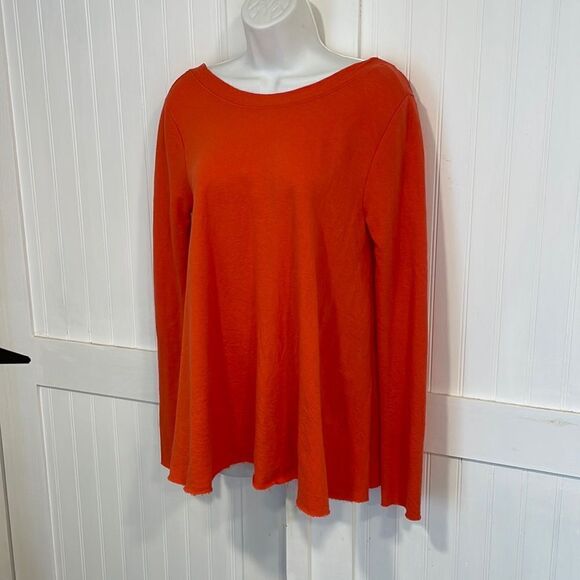 Free People Beach size XS/S orange longsleeved top with deep scoop back - Picture 1 of 6